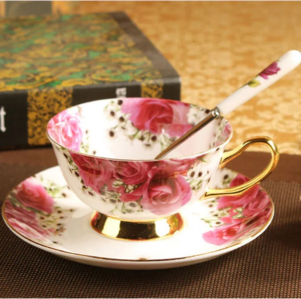 

Creative Gift Luxurious Ceramic Set Of Tea Cup And Saucers - England Rose