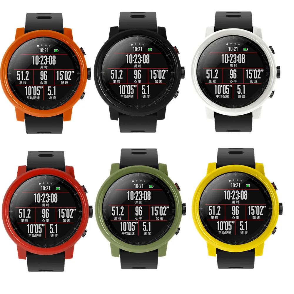 PC группа защитный чехол для xiaomi huami amazfit 2 2 S stratos Красочные смарт-ремешок жесткий пластиковый корпус тонкий рамка