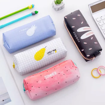 

Square Creative Cute Rabbit Fruits PU Pencil Bags Pen Case School Tools For Girls And Kids School Office Stationery Supplies