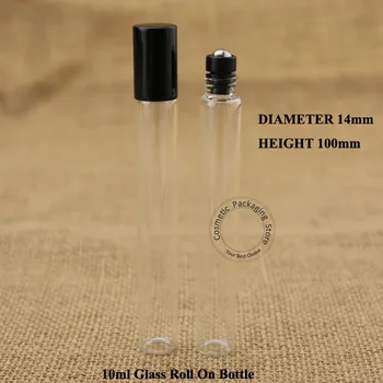 

50pcs/Lot Wholesale 10ml Perfume Bottle Glass Roll on Vial Parfume 1/3OZ Container Refillable Packaging Essential oil Jar