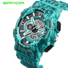 2016 de Cuarzo Reloj Hombre Dual Time Digital Camo Hombre Deportes relojes Hombres SANDA S Choque Reloj Hombre Militar Del Ejército LED relojes de pulsera