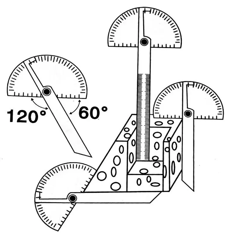 180 градусов Регулируемый транспортир Угол искатель угол линейка круглая головка роторные нержавеющая сталь транспортиры измерительный инструмент