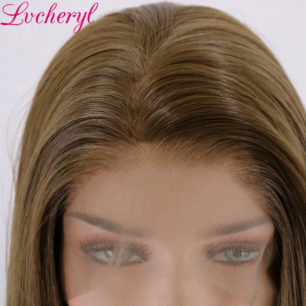 Lvcheryl 13x6 синтетический парик на кружеве каштановый коричневый натуральный волнистый Futura волоконные волосы парики термостойкие синтетические парики