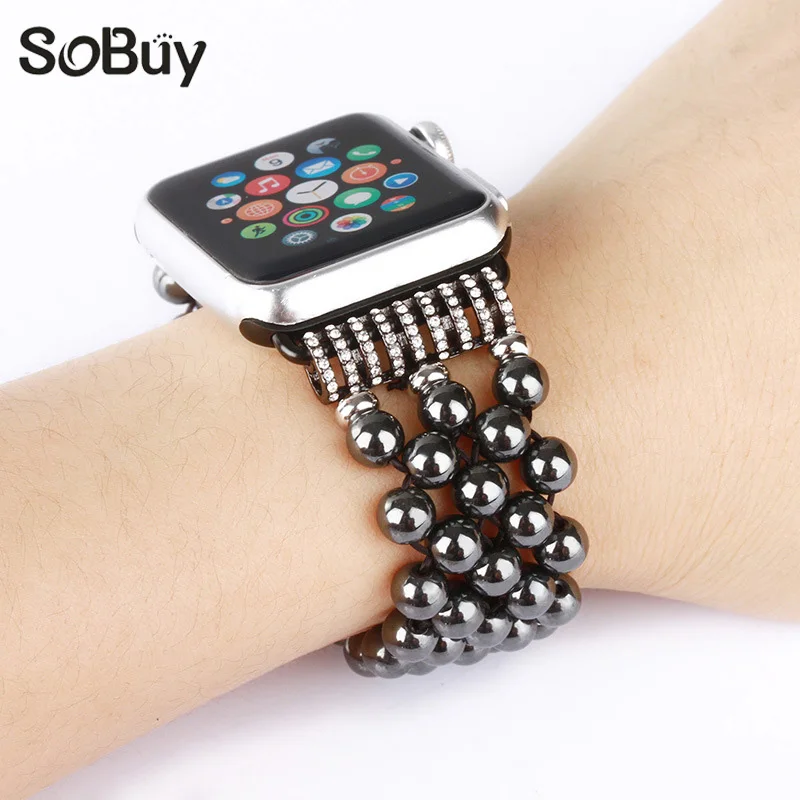 Lxsmart для apple watch iwatch 38 мм/42 мм 1/2/3 металлический ремешок jewelry браслет агат камень
