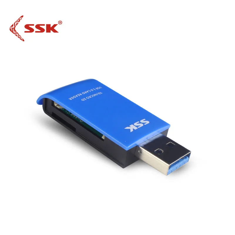 

SSK SCRM331 Super Speed USB 3.0 Card Readers 2 in 1 USB 3.0 SD / Micro SD / SDXC / TF / T-Flash Memory Card Reader Adapter