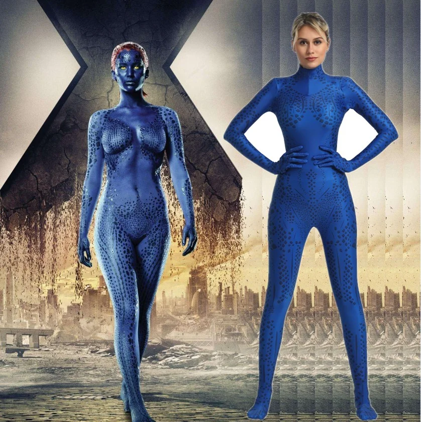 X-men Mystique костюмы косплей 3D Печатный Zentai костюм для девочек костюм Хэллоуинский Облегающий комбинезон супергерой костюм