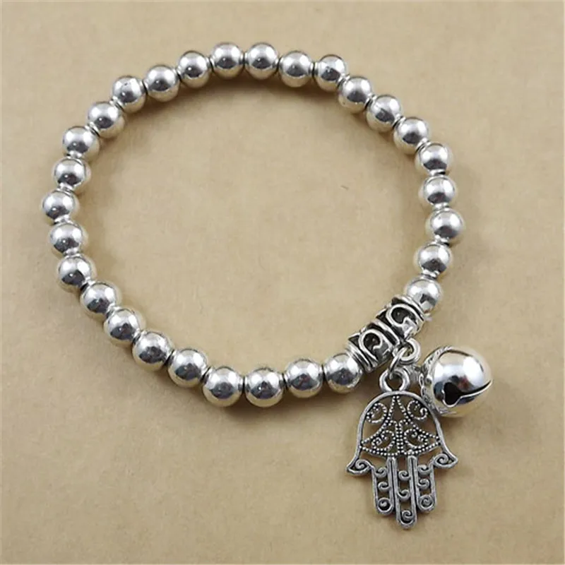 

Fashion women's Jewelry elastic stretch sliver beads Bracelet Nepal Charm Chian cute hand Shape