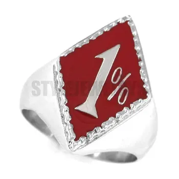 

Free shipping! Motor cycles Biker Red One Percent Ring Stainless Steel Jewelry Motor Biker Ring SWR0063R