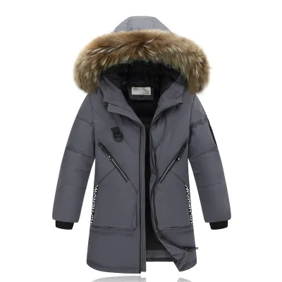 Boys Winter Jackets Waterproof Warm Fur Collar Hooded Winter Coat For ...