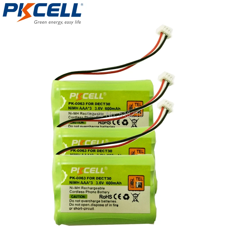 3pack Cordless Phone Battery Connector Molex510213p For Nortel 7420 7430 7439 7449