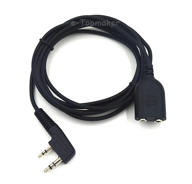 5pcs 2 Pin Earpiece Headset Mic Extension Cable Adapters for Kenwood