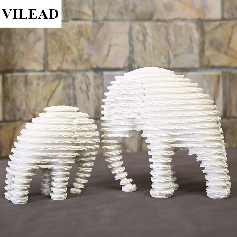 Beste VILEAD Wit Zandsteen Gestreepte Abstracte Olifant Moeder amp; Zoon Beeldjes Animal Beeldjes Vintage Interieur Creatieve Souvenirs