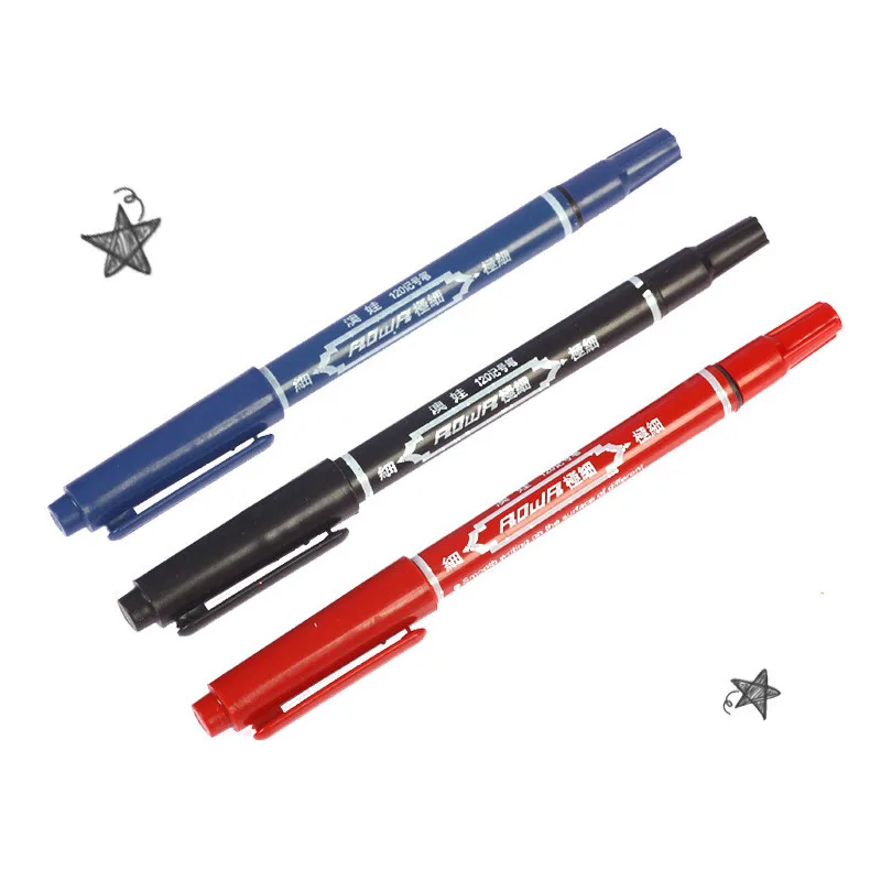 

Hot Sale Double-head Waterproof Marker Pen Different Tip Size Permanent Liner Water Based Sketch Art Markers Stationery Pen