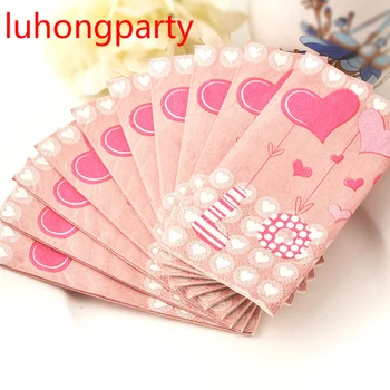 

5packs 50pcs Heart Love printed napkin paper Small Handy Pocket toilet tissue event wedding birthday party decoration supplies