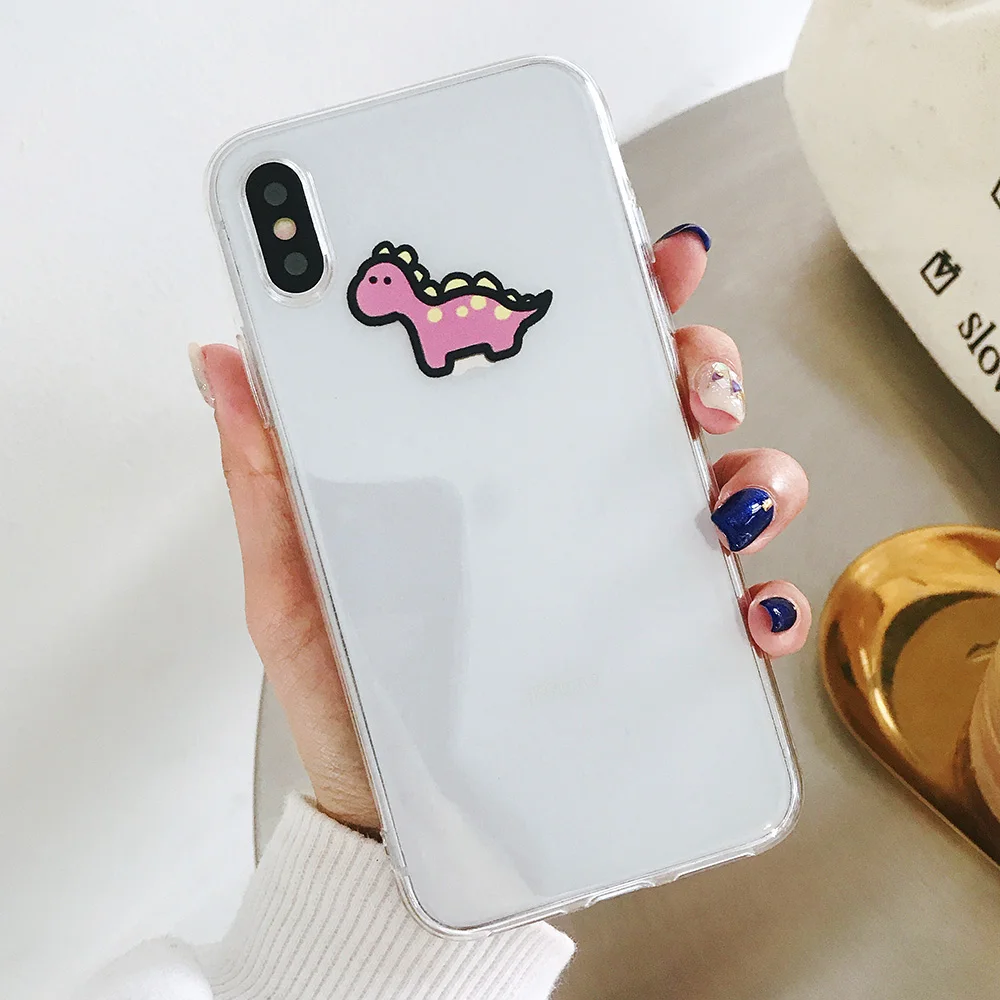KIPX1072B_1_JONSNOW Transparent Soft Case For iPhone 6S 7 8 Plus Cute Funny Dinosaur Pattern Phone Cover For iPhone XS XR XS Max Capa Coque Fundas