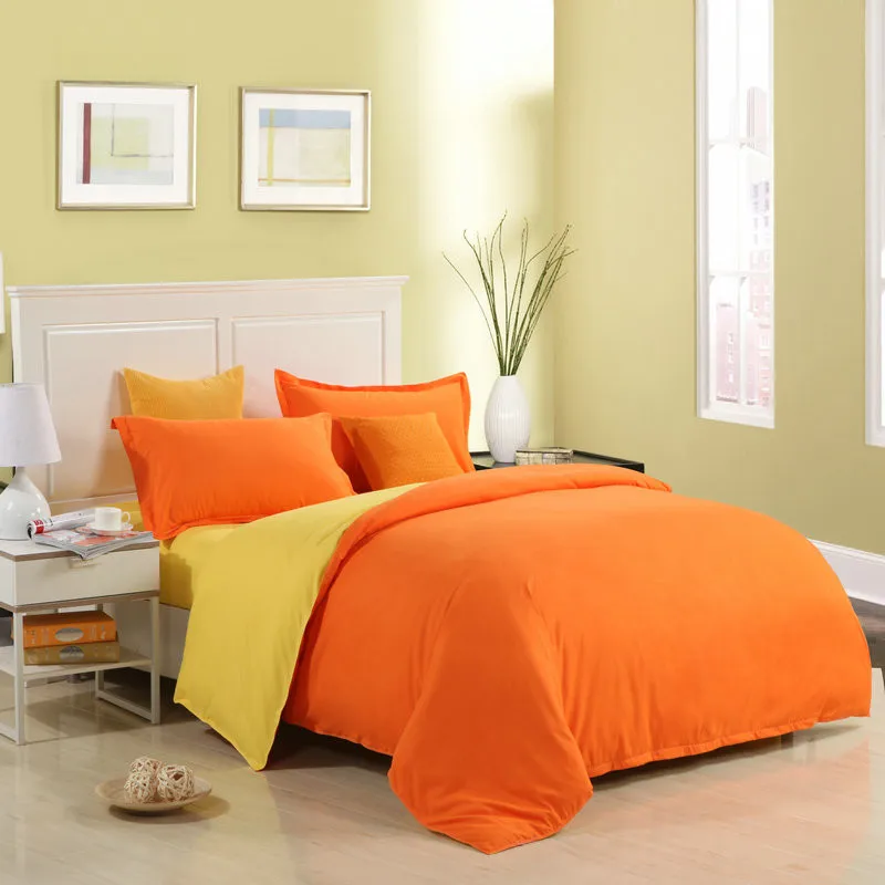 Modern Minimalist Style Bedding Orange Bright Quilt Cover Soft And