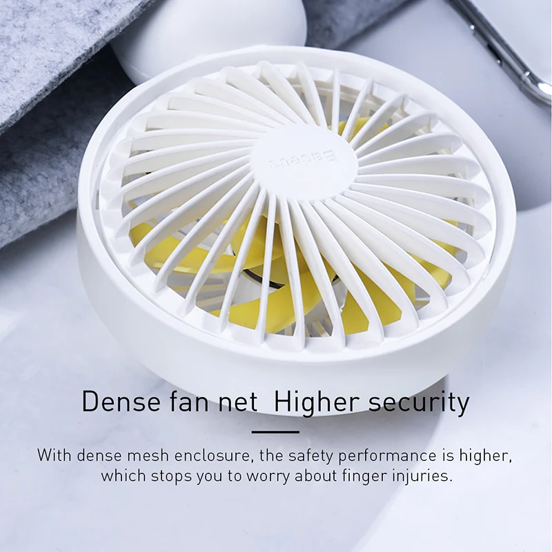 Baseus Portable USB Fan Handheld Mini Fan With LED Light Summer Cooler Cooling Electric Fan 3 5