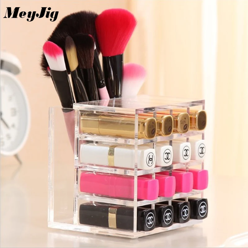Hot 16 Girds Acrylic Lipstick Holder Display Stand Clear Storage Box