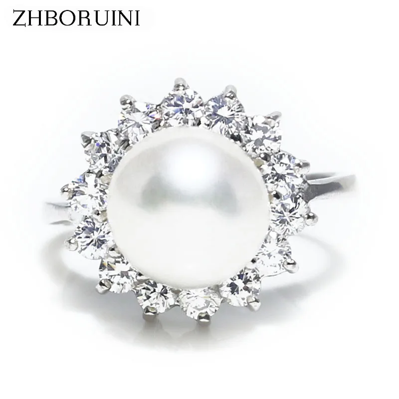 ZHBORUINI Fashion Pearl Ring Jewelry Of Silver Set Auger Flowers Freshwater Rings 925 Sterling For Women | Украшения и аксессуары