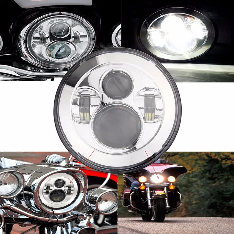 7 дюймов мотоцикл Проектор двигатель Hi/короче спереди и длиннее сзади) светодиодный лампочка фары для Harley