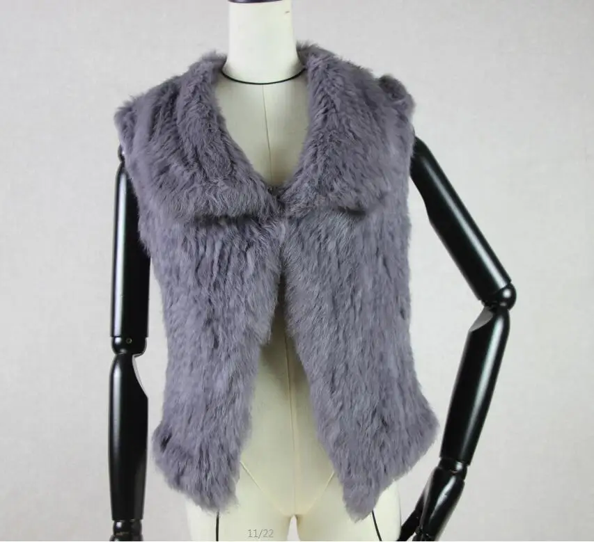 2019 New Real Knitted Rabbit Fur Vest 