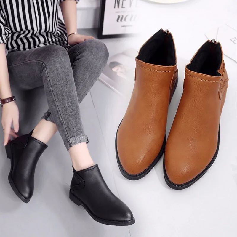 

Tangnest Women Ankle Martin Boots 2018 Autumn Female Casual Shoes Woman Flat Fashion Anti-slip Comfortable XWX7264