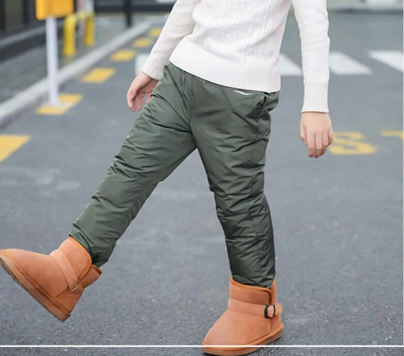 COOTELILI Cotton Girl Boy Winter Pants Cotton Padded Thick Warm Trousers Waterproof Ski Pants Baby Girls Pants Children Clothing (1)