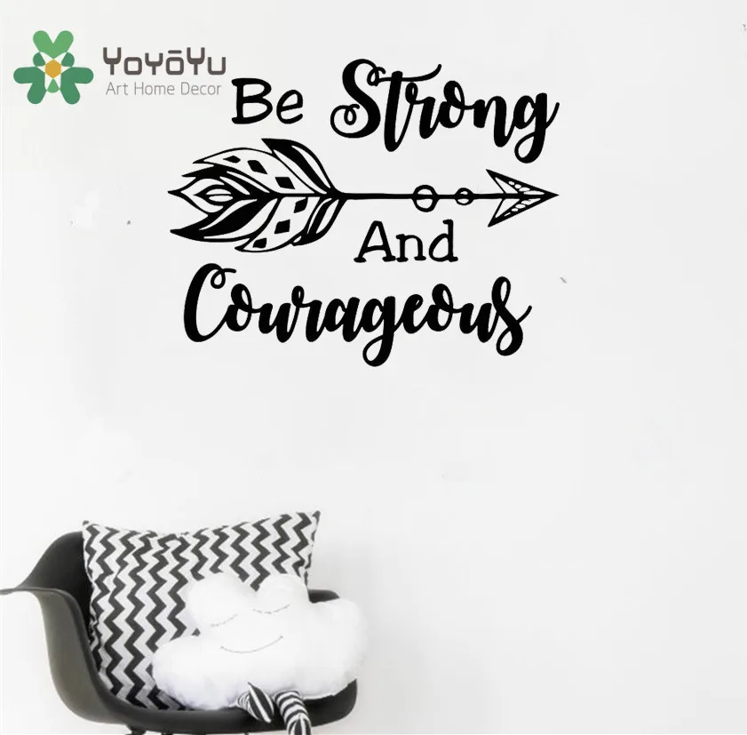 Yoyoyu Autocollant Mural Etre Fort Et Courageux Citation Joshua Boho Fleche Stickers Mur Vinyle Autocollant Pepiniere Chambre Decoration Y009 Aliexpress