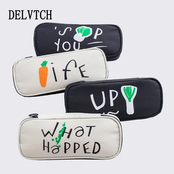 

DELVTCH Cartoon Student Stationery Pen Case Vegetarianism Large-Capacity Pencil Bag Multifunctional Zipper Pencil Box