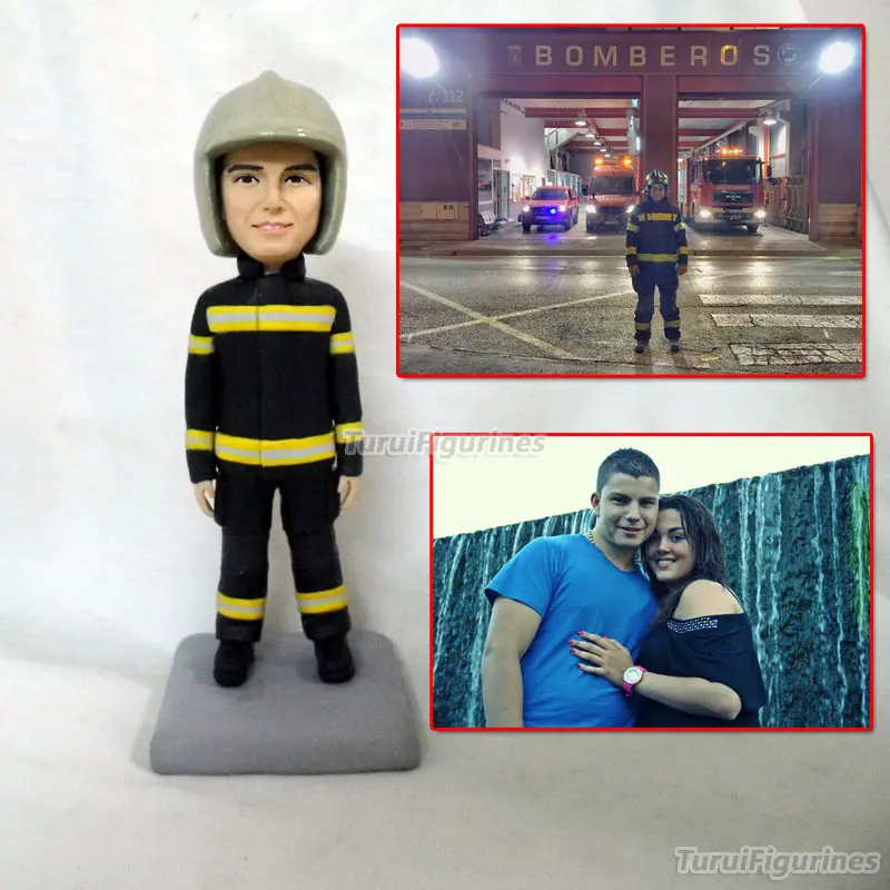 

custom fireman bobblehead mini statue figurines miniature Mr Mrs cake wedding dolls dollhouse wedding gifts souvenirs home decor