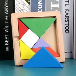 Детская древесина бука игра-головоломка Творческий Tangram Clever Puzzle Развивающие игрушки для детского сада, дошкольные обучение