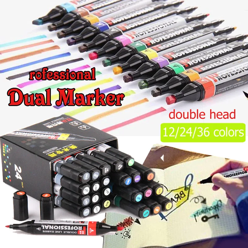 

Art 50 Colors Dual Tip Art Markers,Permanent Marker Pens Highlighters with Case fine point broad stationery double art marker