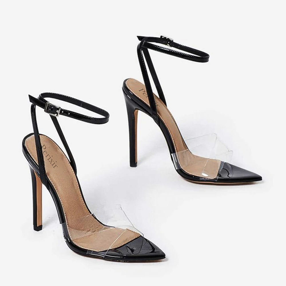 Fashion Ethnic Open Toe Rhinestone Design High Heel Sandals Crystal Ankle Wrap Diamond Gladiator Women Sandals Black Size 36-41