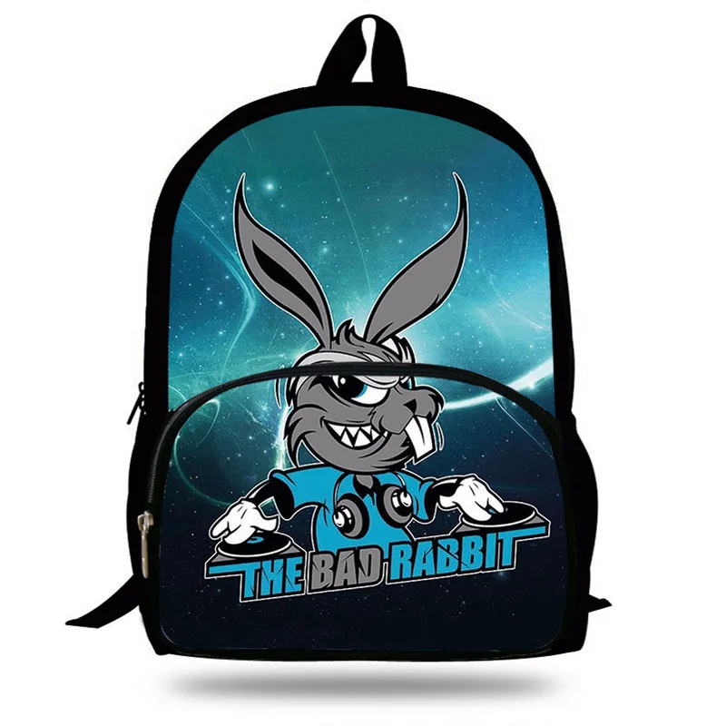 Новый 16-дюймовый крутой рюкзак Bad Rabbit для подростков мальчиков/девочек с принтом
