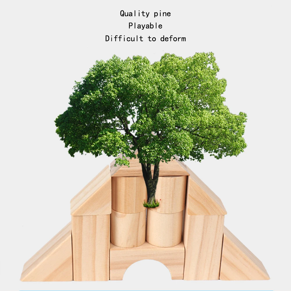 Greatest 100 Pcs/Lot Premium Wooden Building Blocks Set Children Toys Environmental Wooden Castle Blocks Kit