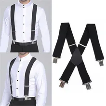 50 мм Мужские X-Back 4 зажимы подтяжки регулируемые эластичные Ретро деловые штаны Большой
