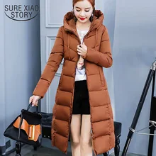 Модная теплая Утепленная парка зимняя с капюшоном Женская хлопковая куртка Женская Длинная Куртка Пальто Верхняя одежда 1277 40