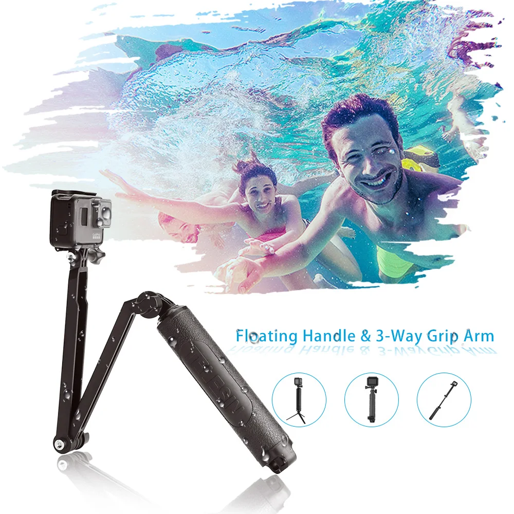 Meilleur Étanche Selfie Bâton Long Flottant poignée de sécurité 3 Façon Grip Bras Manfrotto Pôle Trépied pour Xiaomi YI SJCAM EKEN GoPro hero 7 6 5 4 3