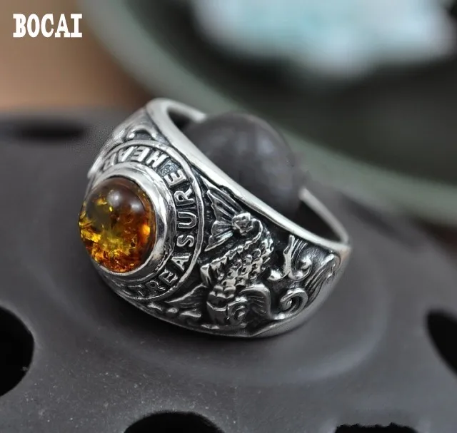

925 Silver Vintage Mature Personality Fashion Pisces Inlaid Thai Silver Ring