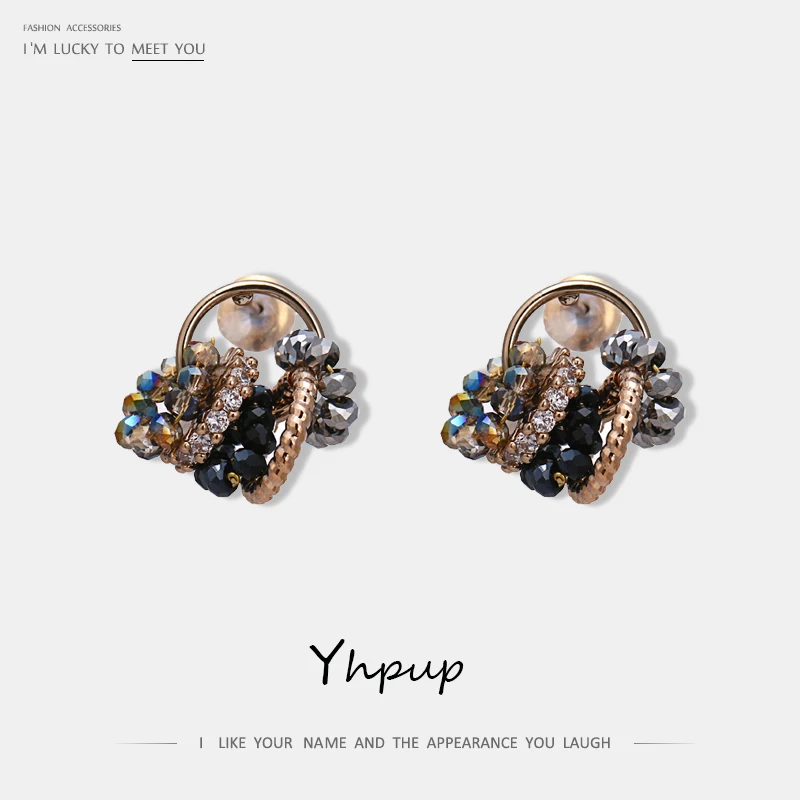 

Yhpup Fashion Rhinestone Crystal Luxury Stud Earrings Copper 16 K S925 Silver Charm Oorbellen for Women Party Jewelry Gift 2019