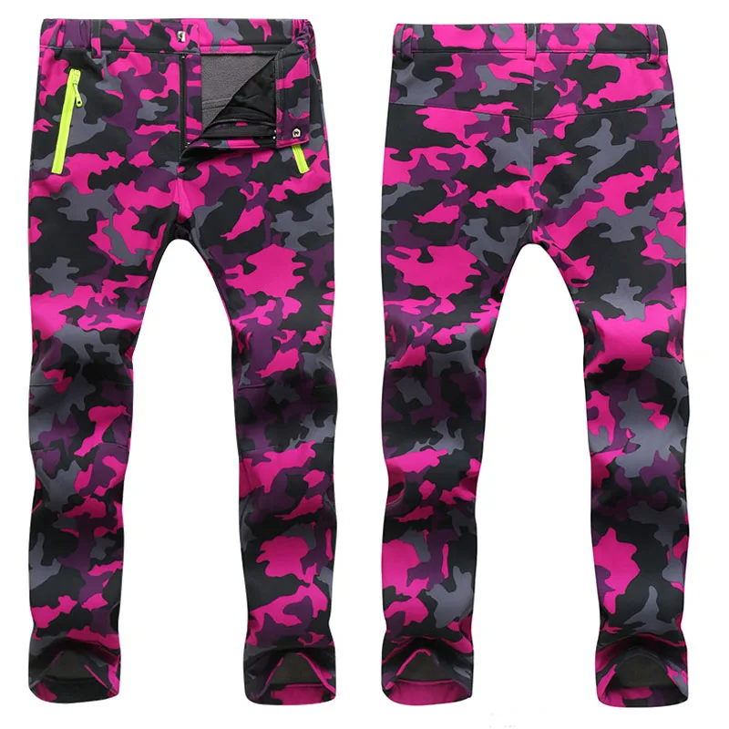 Al aire libre camuflaje Softshell pantalones para las mujeres y los hombres impermeable Pantalón deportivo térmica para Camping senderismo esquí de lana Pantalones