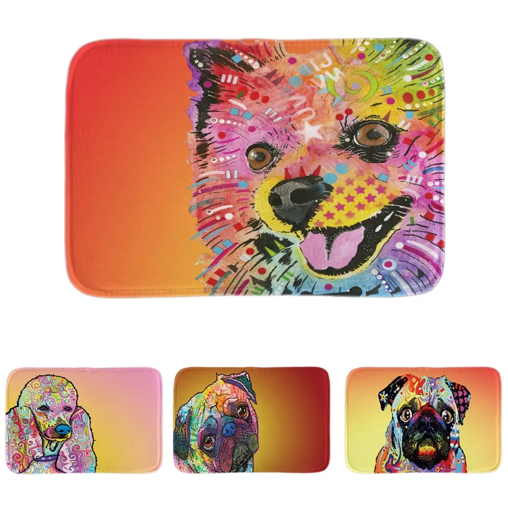 Enterance Floor Mats Pet Dog Pitbull Series Door Mats Colorful Pug
