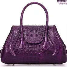 Подлинной кожи крокодила кожа женщины сумочку, крокодиловой Кожи Женская Сумка, фиолетовый