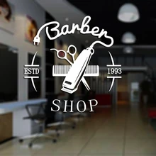 Man Barber Shop Sticker ESTD Chop Bread Decal Haircut Hair Clipper Shavers Poster Vinyl Wall Art Decals Decor Windows Decoration
