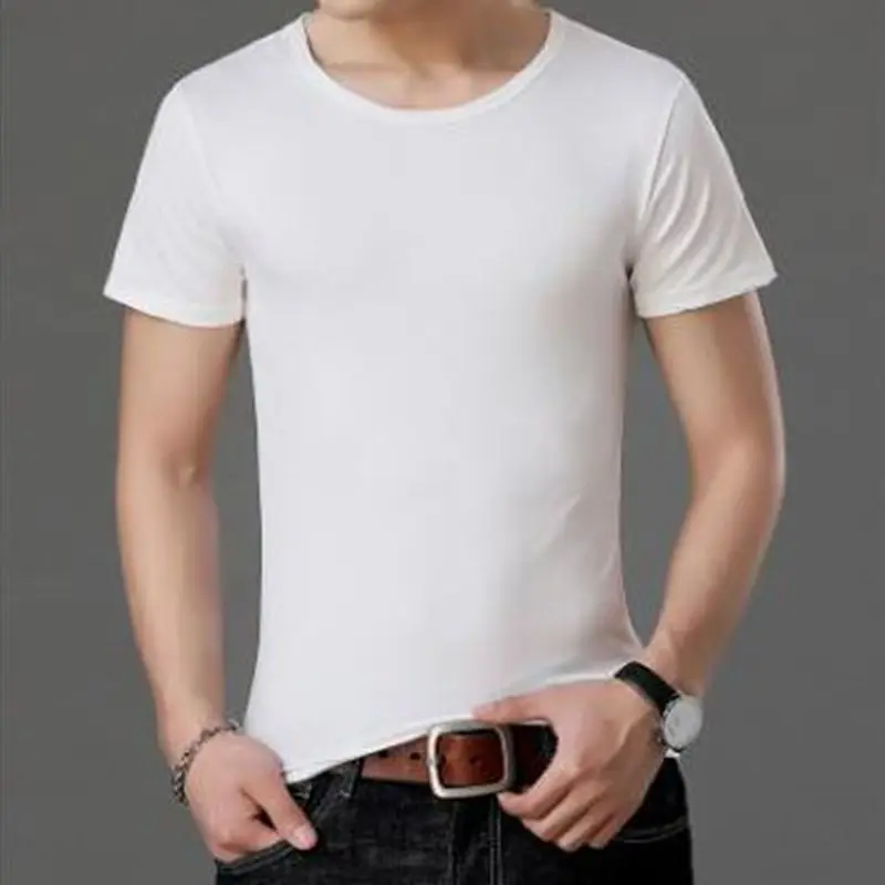 Мужская летняя футболка, однотонная, черная, белая, короткий рукав, средняя, качественная, тонкая футболка, тренд, повседневная, Молодежная рубашка, джемпер