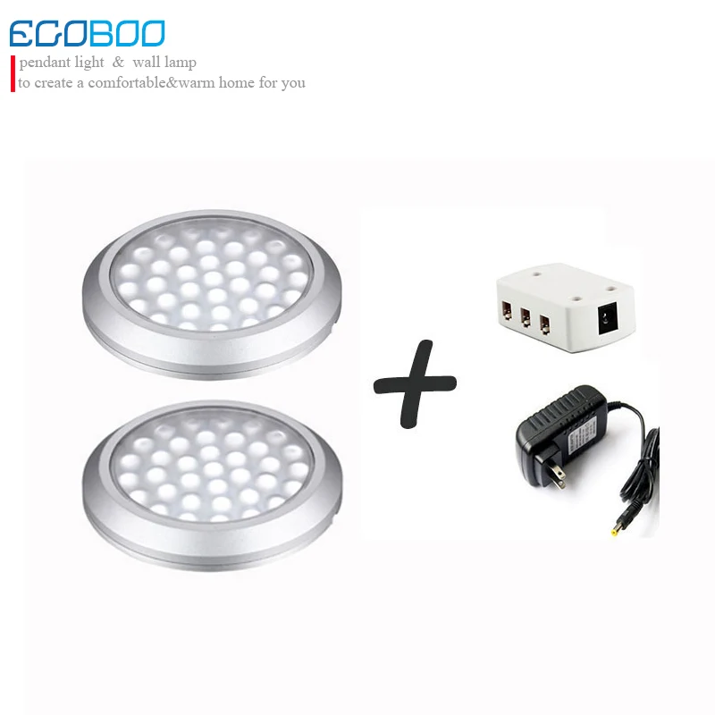 EGOBOO 3w 12v 2lamps +1 splitter +1 power adapter under cabinet cupboard light for home decoration