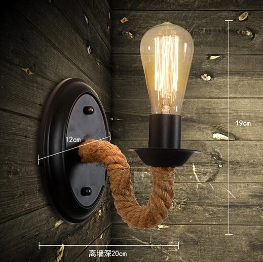 

IWHD Nordic American Country Loft Wall Lamp Hemp Rope LED Wall Light Vintage Industrial Wall Lights Fixtures For Home Lighting