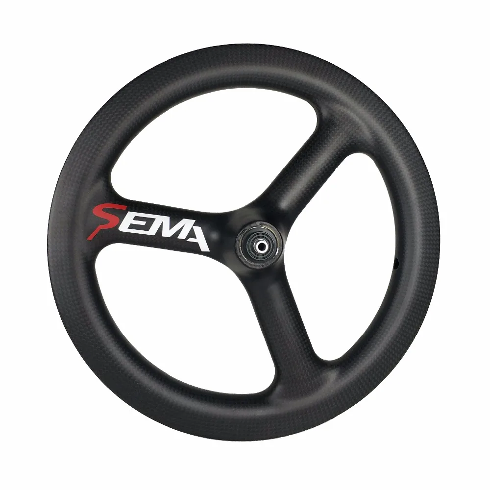 Карбоновые колеса SEMA T700 14 дюймов trispoke лучший Карбон клинчерное колесо обод для маленького велосипеда 3 K/UD/12 k Многоцелевой супер светильник вес