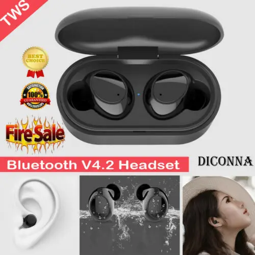 Bluetooth 4 2 Wireless Stereo Mini Headphones In Ear Bass Earbuds Waterproof For Android iPhone Dual Headset HiFi Sport Earphone