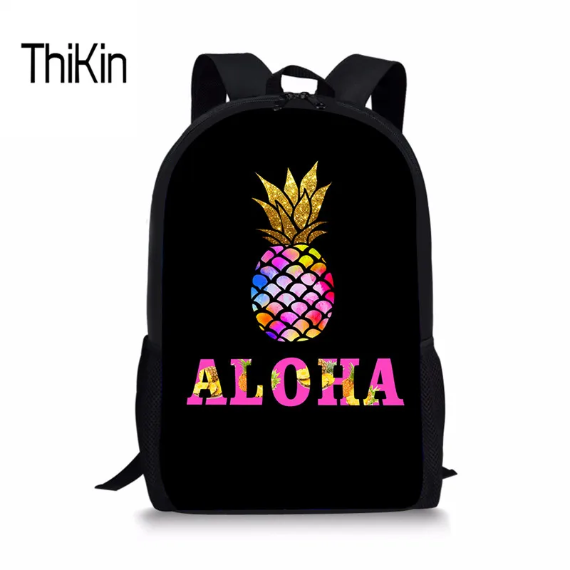 THIKIN фруктовый узор школьный ананас школьные рюкзаки с принтом для подростков обувь девочек черный Прохладный Книга Сумка Дети Mochila